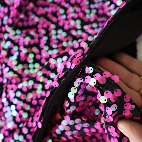 SHO x Tadashi Shoji Sz XS Hot Pink Sequin Surplice Neck Body-Con Dress - Picture 11 of 16